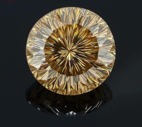 Loose Moissanite 30 Carat, Champagne Color Diamond, VVS1 Clarity, Round Angel Cut Brilliant Gemstone for Making Engagement/Wedding/Ring/Jewelry/Pendant/Necklace Handmade in Saudi Arabia