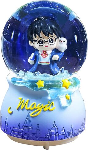 هاري بوتر سنو غلوب ندفة ثلج أوتوماتيكية قابلة للدوران مع ضوء ملون للفتيات والنساء والأطفال والرضع والأخت والابنة والأم والحفيدة والجدة وعيد الميلاد وهدايا عيد الميلاد (أزرق) in Kuwait