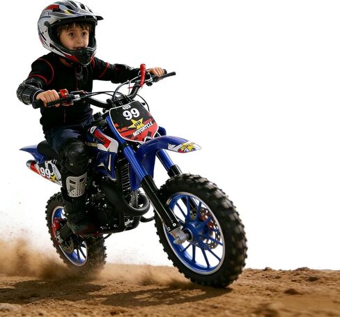 50cc 2-Stroke Dirt Bike for Adults & Kids, Mini Dirt Bike Gas Powered Bike, Motorcycle with Off-Road Tires, Front/Rear Disc Brakes, Shock Absorption, Max Speed 25MPH & Support 330IBS Blue in Saudi Arabia