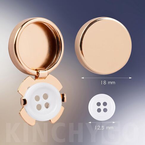 10 Set 18MM Flat Button Cover Blank Metal Shirt Cufflinks With 12.5MM/0.49" Sewing Buttons for DIY Craft (Gold) in Kuwait