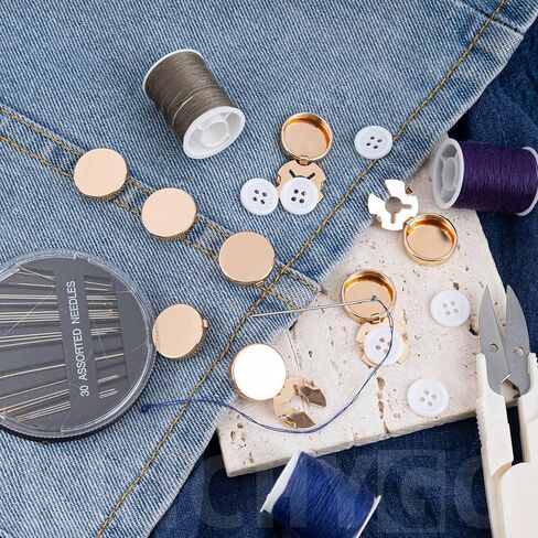 10 Set 18MM Flat Button Cover Blank Metal Shirt Cufflinks With 12.5MM/0.49" Sewing Buttons for DIY Craft (Gold) in Kuwait