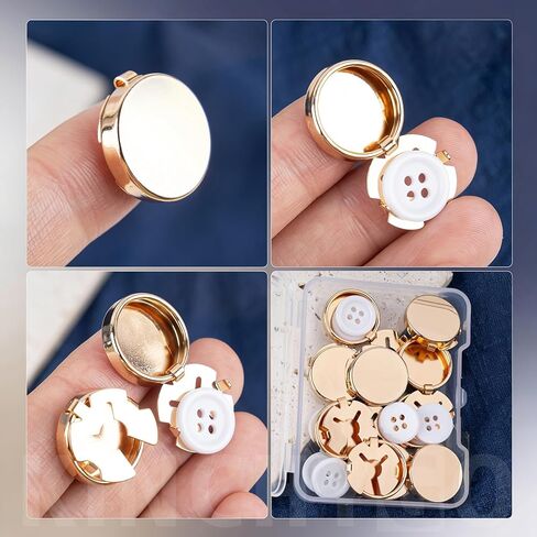 10 Set 18MM Flat Button Cover Blank Metal Shirt Cufflinks With 12.5MM/0.49" Sewing Buttons for DIY Craft (Gold) in Kuwait