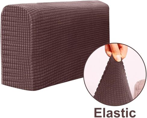 2 Pcs Couch Arm Covers Polyester Anti- Slip Armchair Cover Armrest Cover for Chairs Sofa Stretch Armrest Covers Furniture Protector Washable Armchair Slipcovers (Dark Coffee) in Saudi Arabia