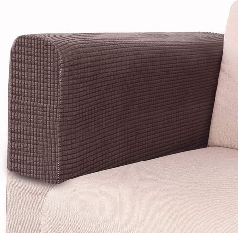2 Pcs Couch Arm Covers Polyester Anti- Slip Armchair Cover Armrest Cover for Chairs Sofa Stretch Armrest Covers Furniture Protector Washable Armchair Slipcovers (Dark Coffee) in Saudi Arabia