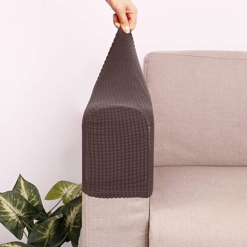 2 Pcs Couch Arm Covers Polyester Anti- Slip Armchair Cover Armrest Cover for Chairs Sofa Stretch Armrest Covers Furniture Protector Washable Armchair Slipcovers (Dark Coffee) in Saudi Arabia
