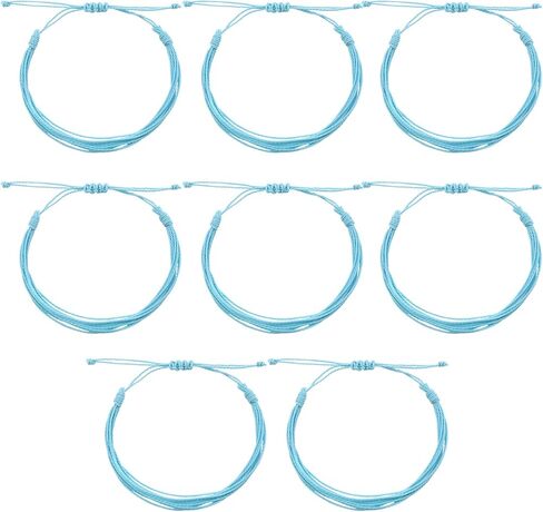 8Pcs Boho Surfer Bracelets Blue Anklets Handmade Braided Bracelet Adjustable Summer String Anklets Wax Coated Rope Woven Bracelet Waterproof Beach Bracelets for Women Men in Saudi Arabia