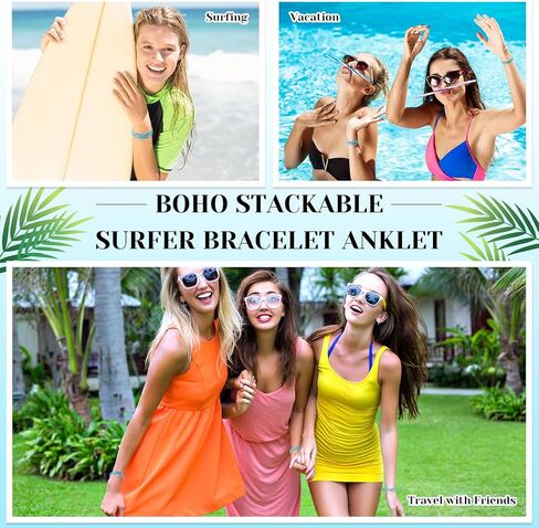 8Pcs Boho Surfer Bracelets Blue Anklets Handmade Braided Bracelet Adjustable Summer String Anklets Wax Coated Rope Woven Bracelet Waterproof Beach Bracelets for Women Men in Saudi Arabia