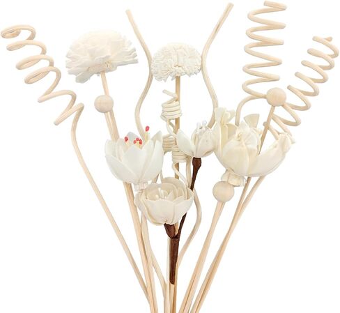 15 أعواد توزيع روائح القصب، أعواد قصب الروطان من الورق الطبيعي والزهور، مجموعة ناشرات أعواد القصب للحمام للمنزل والمكتب وديكور غرفة النوم in Kuwait