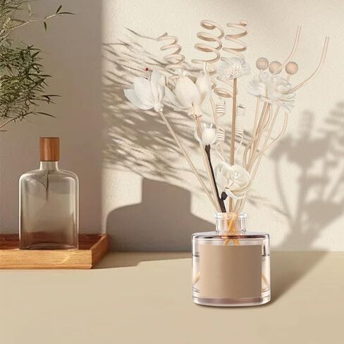 15 أعواد توزيع روائح القصب، أعواد قصب الروطان من الورق الطبيعي والزهور، مجموعة ناشرات أعواد القصب للحمام للمنزل والمكتب وديكور غرفة النوم in Kuwait