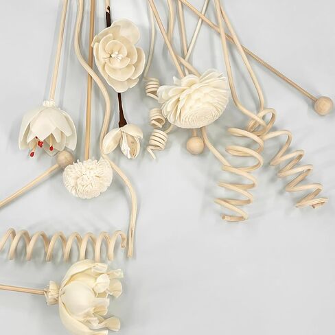 15 أعواد توزيع روائح القصب، أعواد قصب الروطان من الورق الطبيعي والزهور، مجموعة ناشرات أعواد القصب للحمام للمنزل والمكتب وديكور غرفة النوم in Kuwait