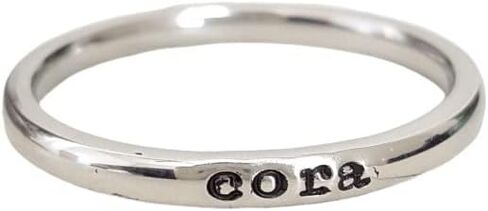 Stacking Name Ring Tiny 2mm Hand Stamped Hypoallergenic Stainless Steel Personalized in Saudi Arabia