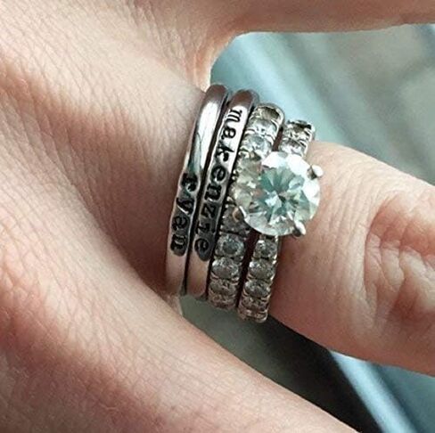 Stacking Name Ring Tiny 2mm Hand Stamped Hypoallergenic Stainless Steel Personalized in Saudi Arabia