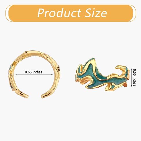 Ornaland 925 Sterling Silver Open Ring Adjustable Oil Drip Irregular Enamel Ring Finger Ring Joint Stackable Ring Jewellery Gifts for Women, Gold in Saudi Arabia