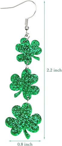 أقراط البرسيم الخضراء لعيد القديس باتريك للنساء، أقراط متدلية للحظ السعيد، إكسسوارات زينة عيد القديس باتريك الأيرلندي. in Kuwait