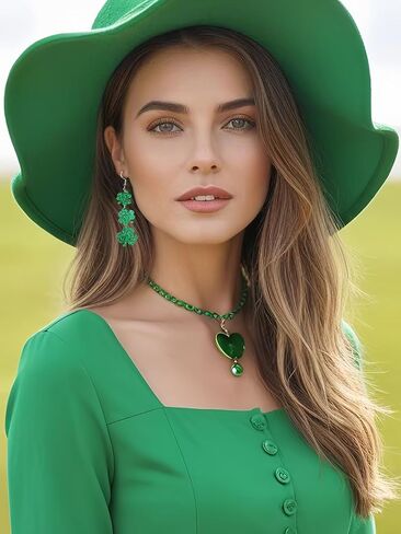 أقراط البرسيم الخضراء لعيد القديس باتريك للنساء، أقراط متدلية للحظ السعيد، إكسسوارات زينة عيد القديس باتريك الأيرلندي. in Kuwait