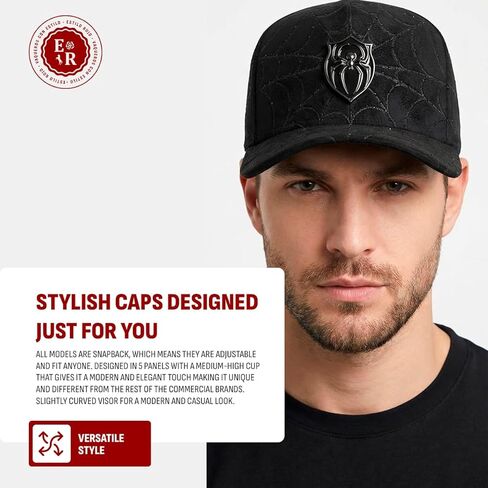 FT154 Spider - Hats - Gorra - Original - Sombrero - Snapback - Adjustable Fit - Embossed Cotton Design - Spider Emblem – Black in Saudi Arabia