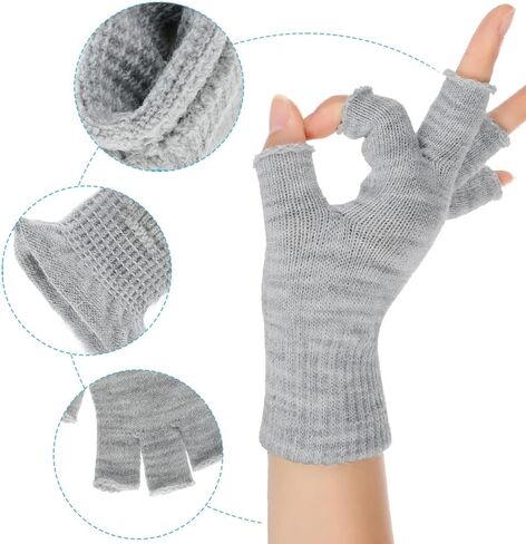 2 Pairs Half Finger Gloves - Knitted Fingerless Mittens for Men & Women in Saudi Arabia