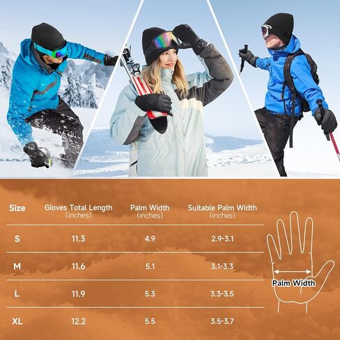 Braventure Winter Gloves Beanie Set: Men Women Warm Waterproof Touchscreen Ski Glove & Thermal Knit Hat for Skiing Running in Saudi Arabia