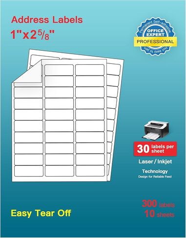 1" x 2-5/8" Crystal Clear Address Labels, Shipping Address Labels for Laser Printers, Mailing Labels Compatible with 5600, 8660, 15600, 18660, Easy to Peel(750 Labels, 25 Sheets) in Saudi Arabia