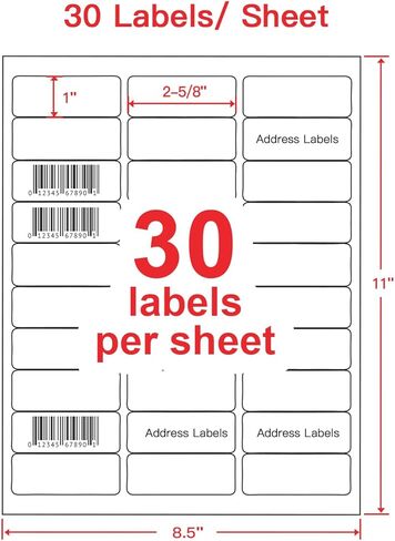 1" x 2-5/8" Crystal Clear Address Labels, Shipping Address Labels for Laser Printers, Mailing Labels Compatible with 5600, 8660, 15600, 18660, Easy to Peel(750 Labels, 25 Sheets) in Saudi Arabia