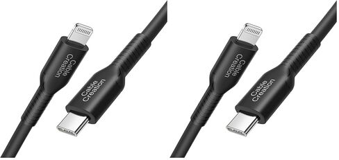 كابل شاحن CableCreation iPhone 6FT/1.8M، [معتمد من MFi] كابل Apple USB C إلى Lightning، شحن سريع PD، سلك شحن من النوع C لأجهزة iPhone14، 13، 12، 11. X، XS، 8، AirPods Pro، أسود. in Saudi Arabia