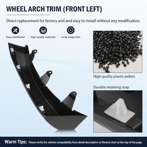 Front Driver Side Wheel Fender Flare Molding Fit for Ram 4500 2019-2025 Ram 5500 2019-2024 Replace 6MS39GXHAA in Saudi Arabia
