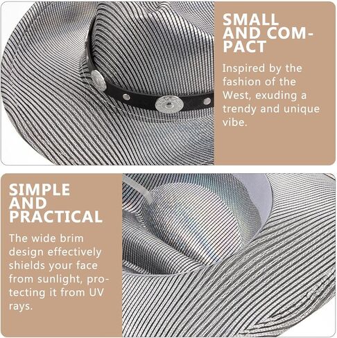 GALPADA Shiny Silver Western Cowgirl Hat Unisex Solid Wide Brim Decorative Hat for Outdoor Travel Party and Cosplay Accessories in Saudi Arabia