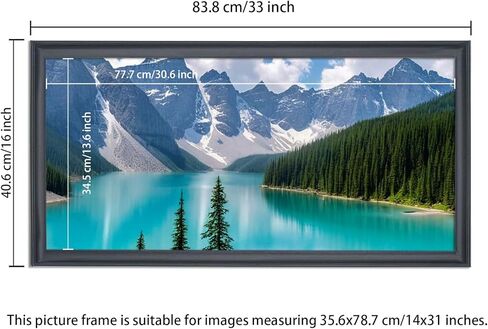 14x31 Picture Frame Black Solid Wood Panoramic Photo Frame 14x31 inch Painting Frame Poster Frame(S23B1431) in Saudi Arabia