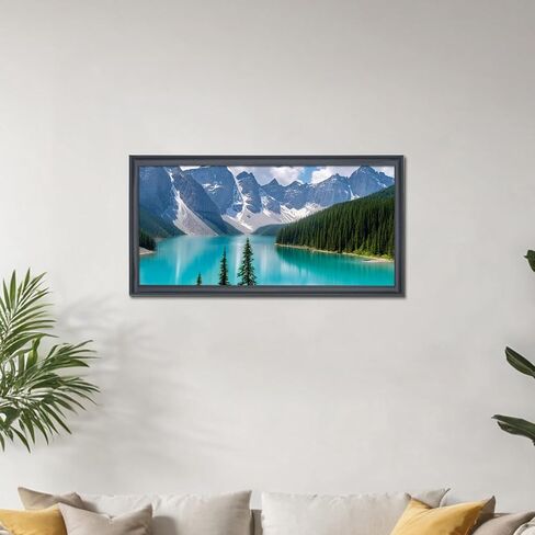 14x31 Picture Frame Black Solid Wood Panoramic Photo Frame 14x31 inch Painting Frame Poster Frame(S23B1431) in Saudi Arabia