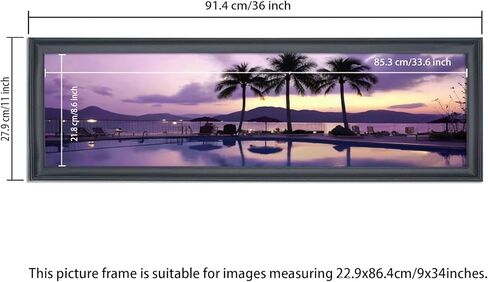 9x34 Panoramic Photo Frame Black Solid Wood Picture Frame Painting Frame 9x34 inch Poster Frame (S23B934) in Saudi Arabia