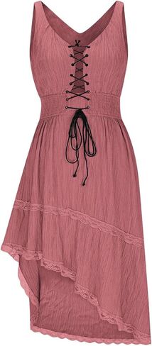 Summer Dresses for Women 2026 Casual Vintage Sleeveless Sundress Flowy Ruffle Drawstring Corset Beach Midi Dress in Saudi Arabia