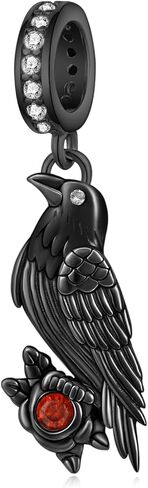 Gothic Charms 925 Sterling Silver Black Crows Charms for Bracelets Goth Raven Jewelry The Crow Gifts for Women in Saudi Arabia