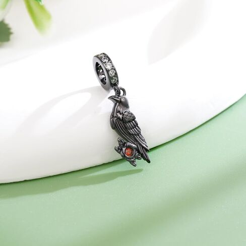 Gothic Charms 925 Sterling Silver Black Crows Charms for Bracelets Goth Raven Jewelry The Crow Gifts for Women in Saudi Arabia