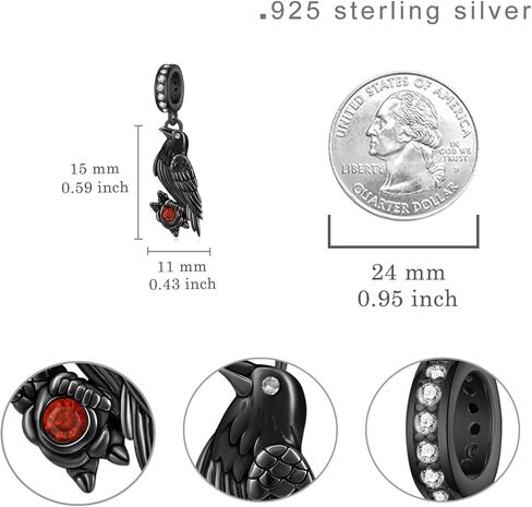 Gothic Charms 925 Sterling Silver Black Crows Charms for Bracelets Goth Raven Jewelry The Crow Gifts for Women in Saudi Arabia