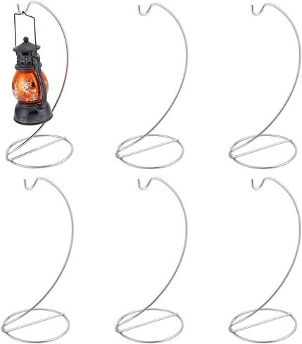 6pcs Ornament Display Stand Hanger Holder Glass Globe Iron Wire Stand Hanging Hook Rack for Christmas Lanterns Hanging Air Plant Terrarium Witch Ball Decor DIY Art Craft Display(Golden) in Saudi Arabia