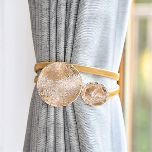 FMURY Leaf Round Curtain Tie Pair Pack Brass Curtain Hook Retractable in Saudi Arabia
