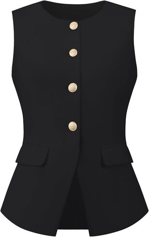 Women's Suit Vest Tops Work Sleeveless Button Down Blazer Waistcoat in Saudi Arabia