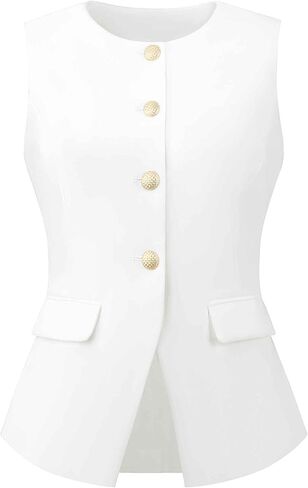 Women's Suit Vest Tops Work Sleeveless Button Down Blazer Waistcoat in Saudi Arabia