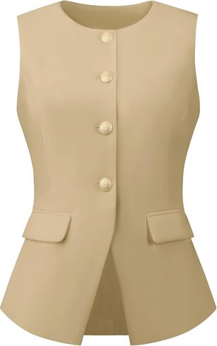 Women's Suit Vest Tops Work Sleeveless Button Down Blazer Waistcoat in Saudi Arabia