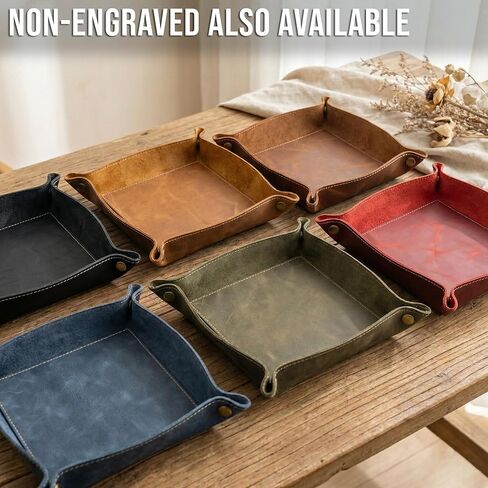 Personalized Leather Tray with Custom Name & Botanical Design: Multi-Color Elegant Organizer for Jewelry, Keys, Coins & Accessories. Ideal Mother's Day Gift for Everyday Home Decor in Saudi Arabia