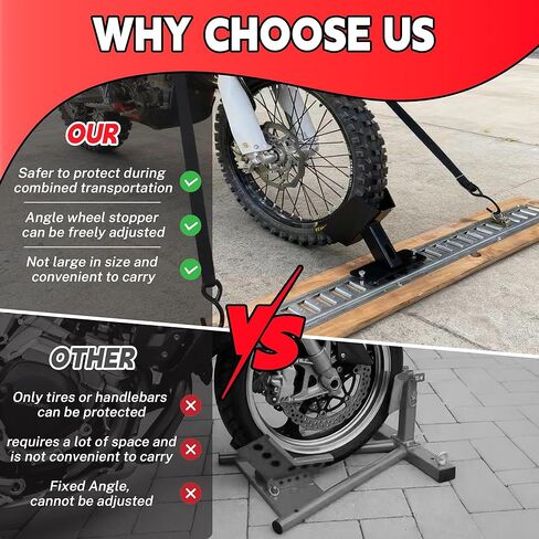 طقم حزام ربط للدراجة النارية، لنقل الدراجات النارية، المقود الأمامي وربط العجلة لأسفل بقوة 1500 رطل مع أشرطة السقاطة in Kuwait