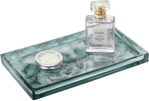Emibele Bathroom Tray, Resin Countertop Vanity Tray Jewelry Storage Dresser Tray Kitchen Toilet Tank Tray Organizer for Candle Plant Perfume Shampoo Towel Home Decor, Medium, Gravel White in Saudi Arabia