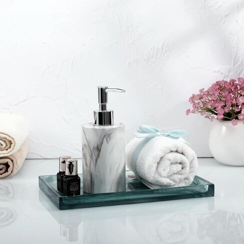 Emibele Bathroom Tray, Resin Countertop Vanity Tray Jewelry Storage Dresser Tray Kitchen Toilet Tank Tray Organizer for Candle Plant Perfume Shampoo Towel Home Decor, Medium, Gravel White in Saudi Arabia