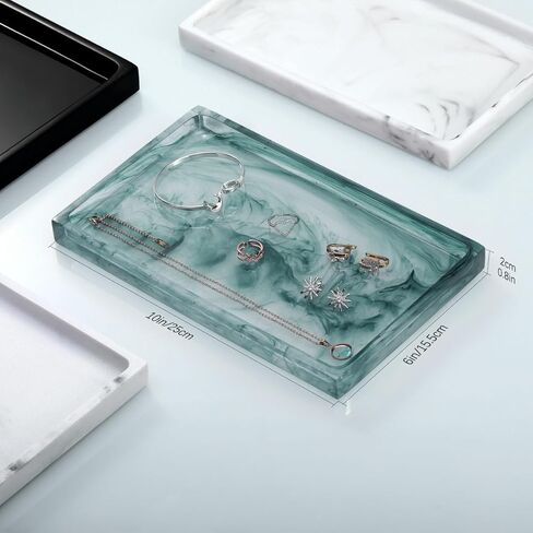Emibele Bathroom Tray, Resin Countertop Vanity Tray Jewelry Storage Dresser Tray Kitchen Toilet Tank Tray Organizer for Candle Plant Perfume Shampoo Towel Home Decor, Medium, Gravel White in Saudi Arabia