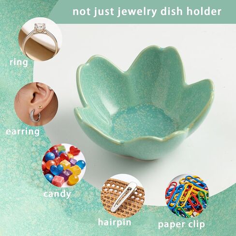 Flower Jewelry Tray Ceramic Ring Dish Jewelry Dish Small Trinket Tray Cute Ring Holder Key Bowl Decorative Plate Gifts For Mom/Sister/Friend, Birthday/Mother's Day/Christmas Gift (dark green) in Saudi Arabia