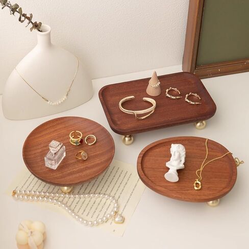 Wooden Jewelry Display Tray, Valentines Day Gifts Presentation Tray, Organizer for Rings, Necklaces, Earrings, Catchall Holder, Trinket Dish, Key Tray (Oval) in Saudi Arabia