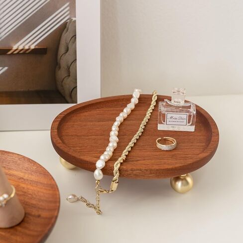 Wooden Jewelry Display Tray, Valentines Day Gifts Presentation Tray, Organizer for Rings, Necklaces, Earrings, Catchall Holder, Trinket Dish, Key Tray (Oval) in Saudi Arabia