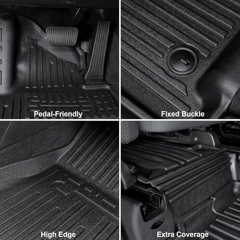 Floor Mats for 2024 2025 2026 Hyundai Santa Fe 6-Seat/7-Seat (Fit Hybrid and Fuel), All Weather TPE Floor Mat and 2-in-1 Cargo Mat with Backrest Mat for Santa Fe Accessories in Kuwait