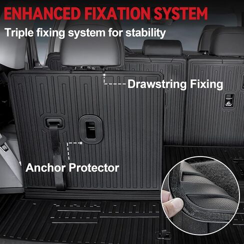 Floor Mats for 2024 2025 2026 Hyundai Santa Fe 6-Seat/7-Seat (Fit Hybrid and Fuel), All Weather TPE Floor Mat and 2-in-1 Cargo Mat with Backrest Mat for Santa Fe Accessories in Kuwait