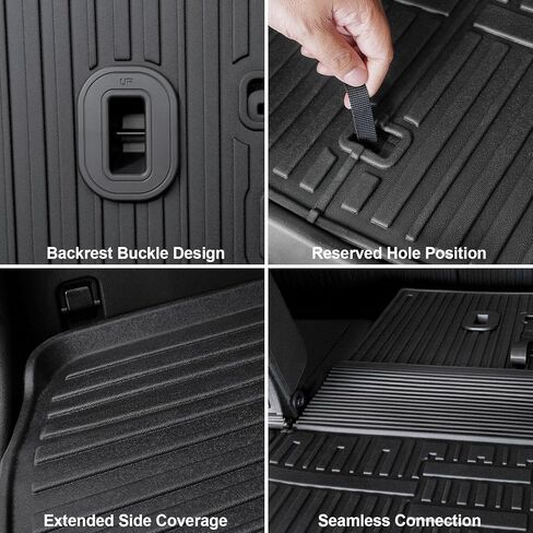 Floor Mats for 2024 2025 2026 Hyundai Santa Fe 6-Seat/7-Seat (Fit Hybrid and Fuel), All Weather TPE Floor Mat and 2-in-1 Cargo Mat with Backrest Mat for Santa Fe Accessories in Kuwait